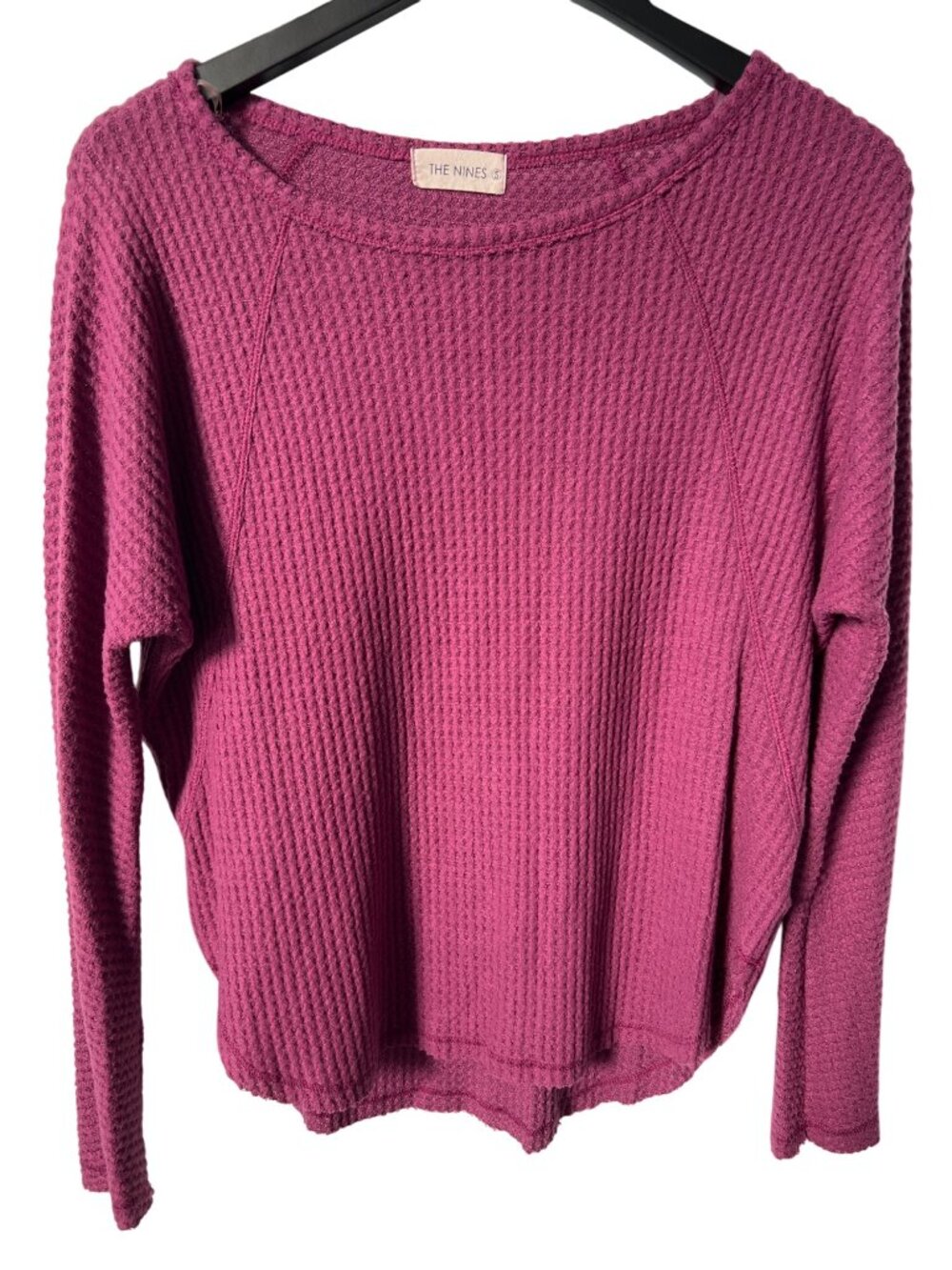 The Nines Pullover Sweater Small Waffle Knit Thermal Top Plum Relaxed Comfort